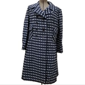 Vintage Navy Graphic Mod Coat – Double Breasted, Sz Medium